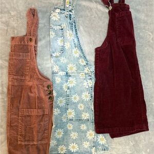 Wild Fable Corduroy and Floral Denim Overalls Set